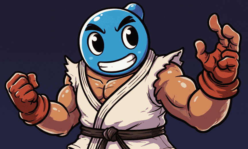 Go mascot (gopher) in a martial arts outfit, ready to teach you Go programming